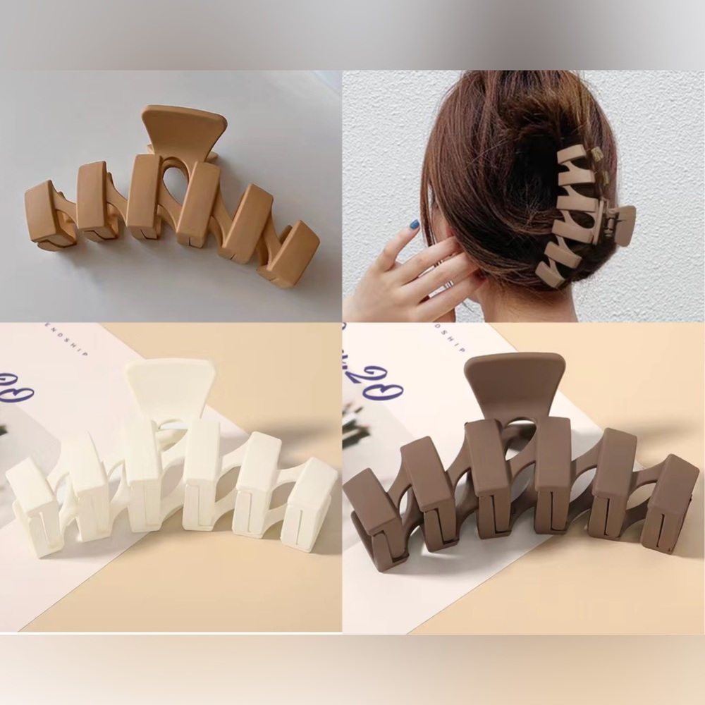 Set of 3 XL Non-Slip Wavy Design Hair Claw Clips (Brand New!) 💕